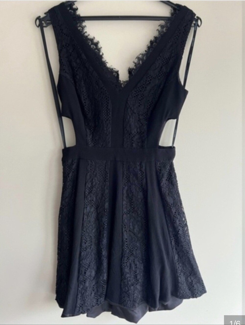 Marciano cotton blend cut-out lace mini dress
